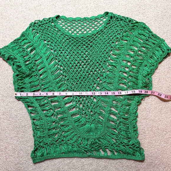 POL Green Bohemian Crochet Top Women Size Small - Picture 5 of 5